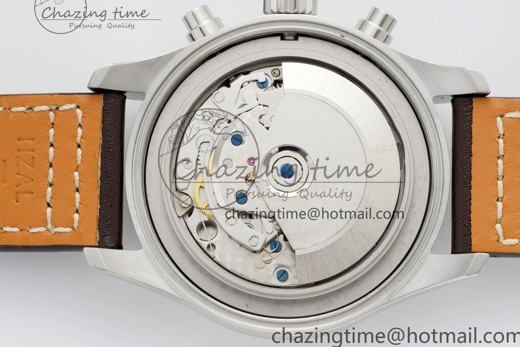 MIROTIME 0323 Pilot Chrono SS AZF 1:1 Best Edition Blue Dial on Brown Leather Strap A TimelessDesign 7060